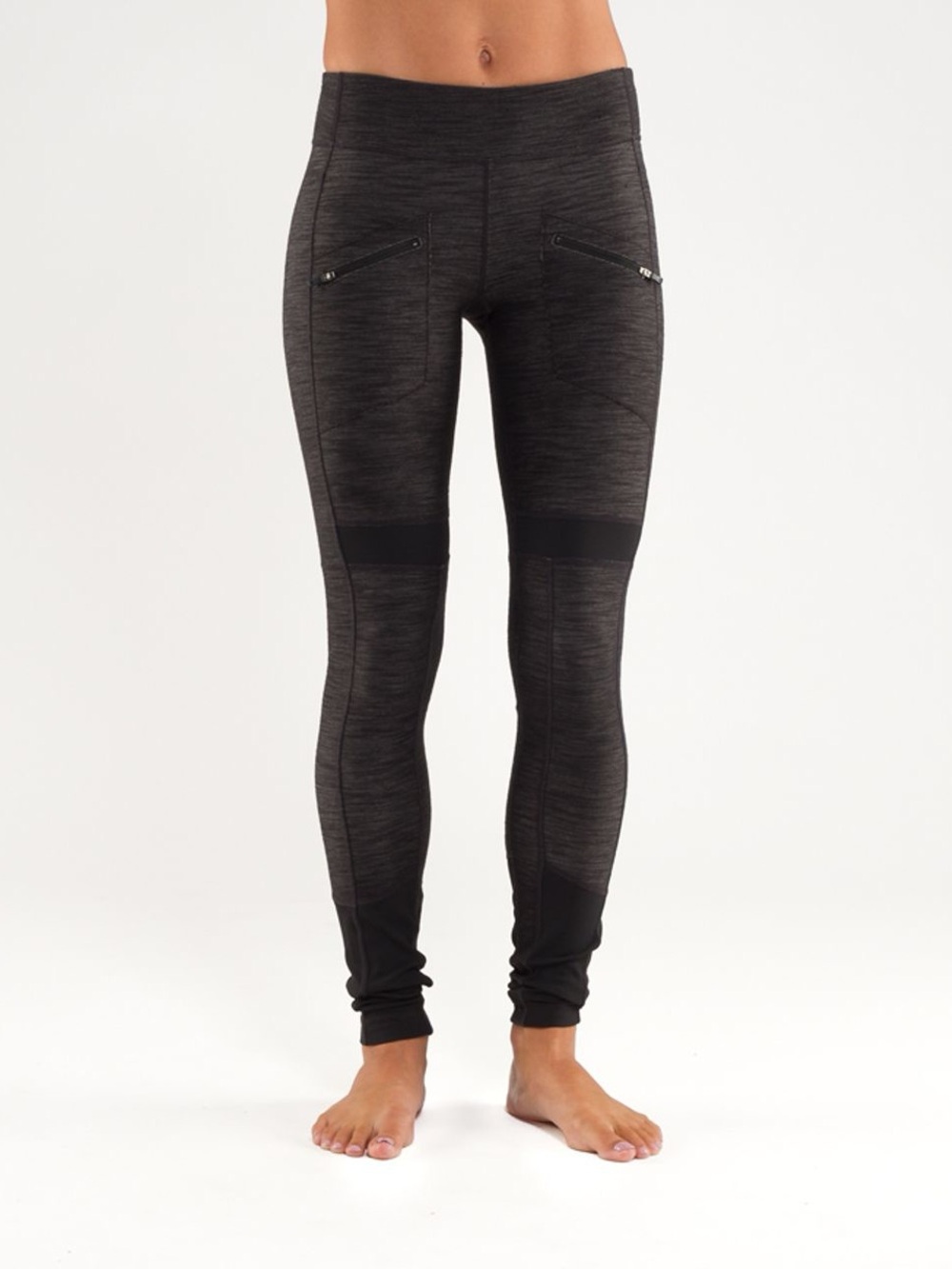 Lululemon Work It Out Moto Leggings 4 Pique Gray Black Zip Pocket Moto Panel